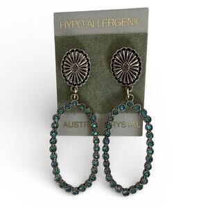 Australian Crystal Blue Boho Drop Earrings New